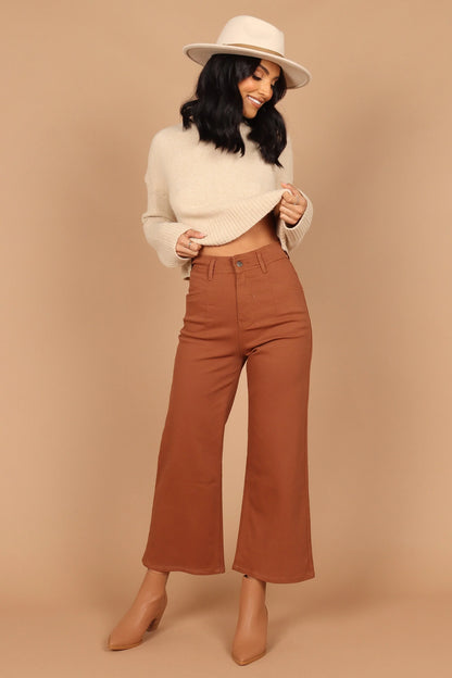 Georgette High Waisted Straight Leg Pants Brown
