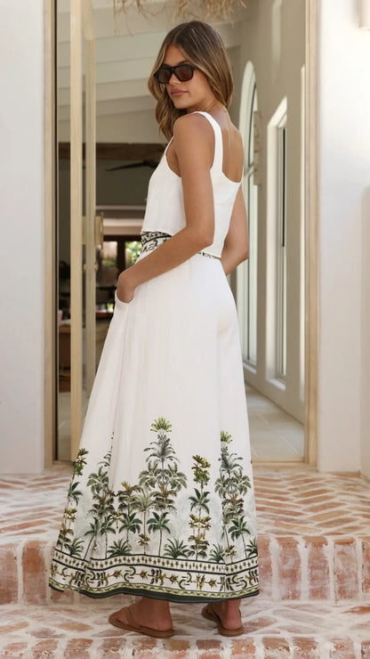 Avery Wide Leg Pants Palm Garden