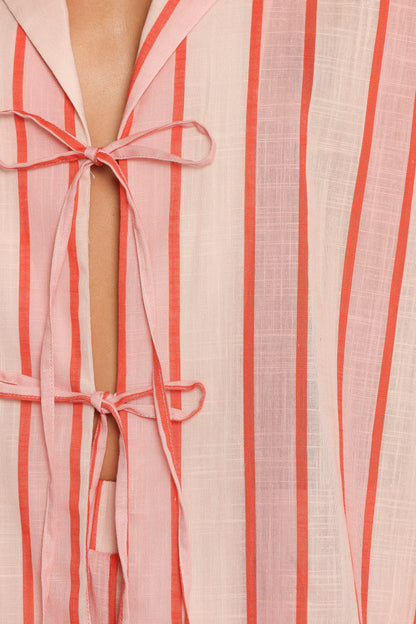 Aaliyah Tie Front Top Pink Stripe
