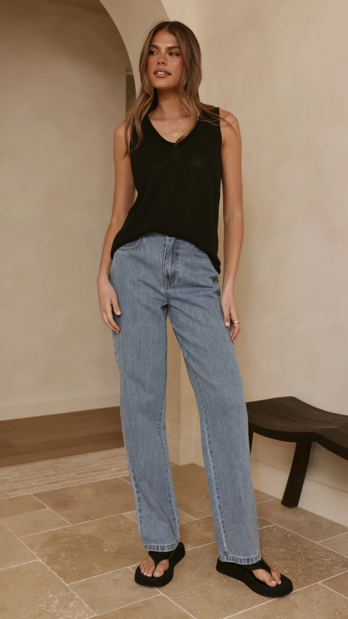 Annie Scoop Neck Tank Black