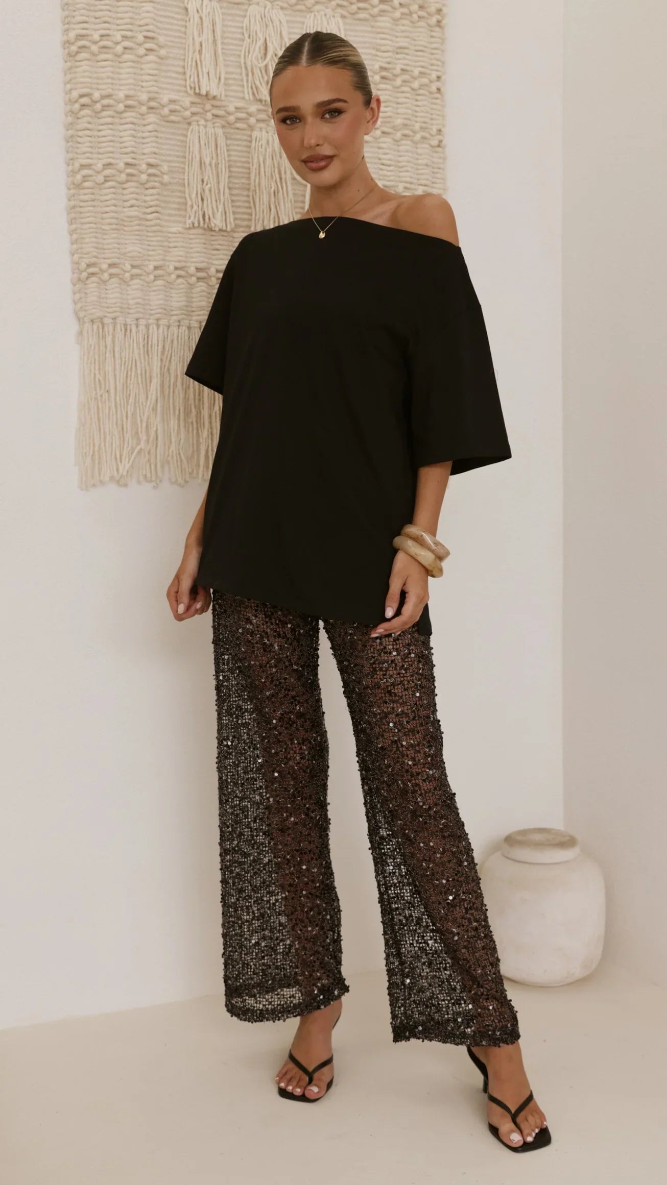 Zinnia Sequins Pant Black