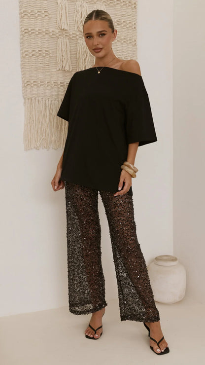 Zinnia Sequins Pant Black