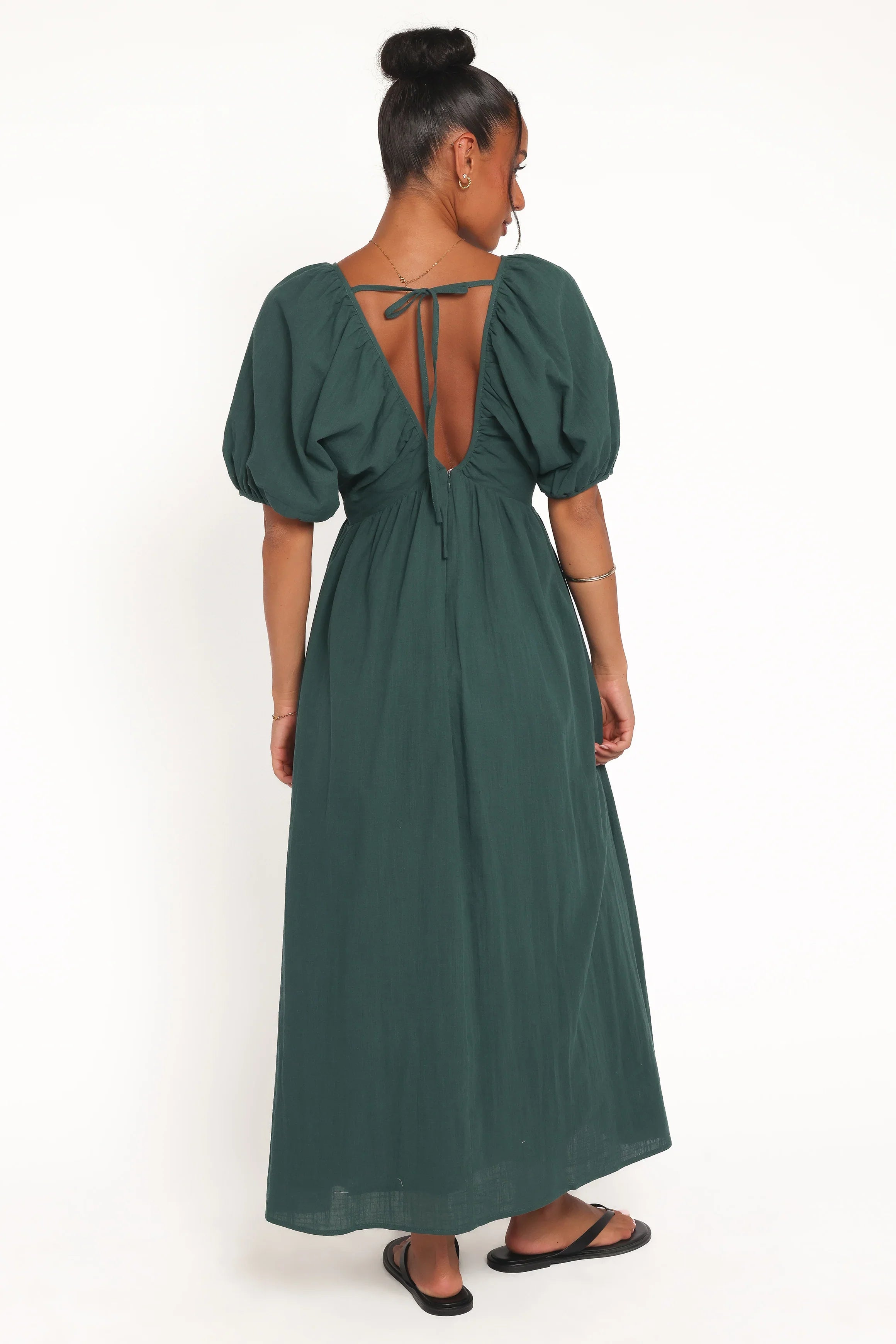 Sullivan Puff Sleeve Maxi Dress Forest Green
