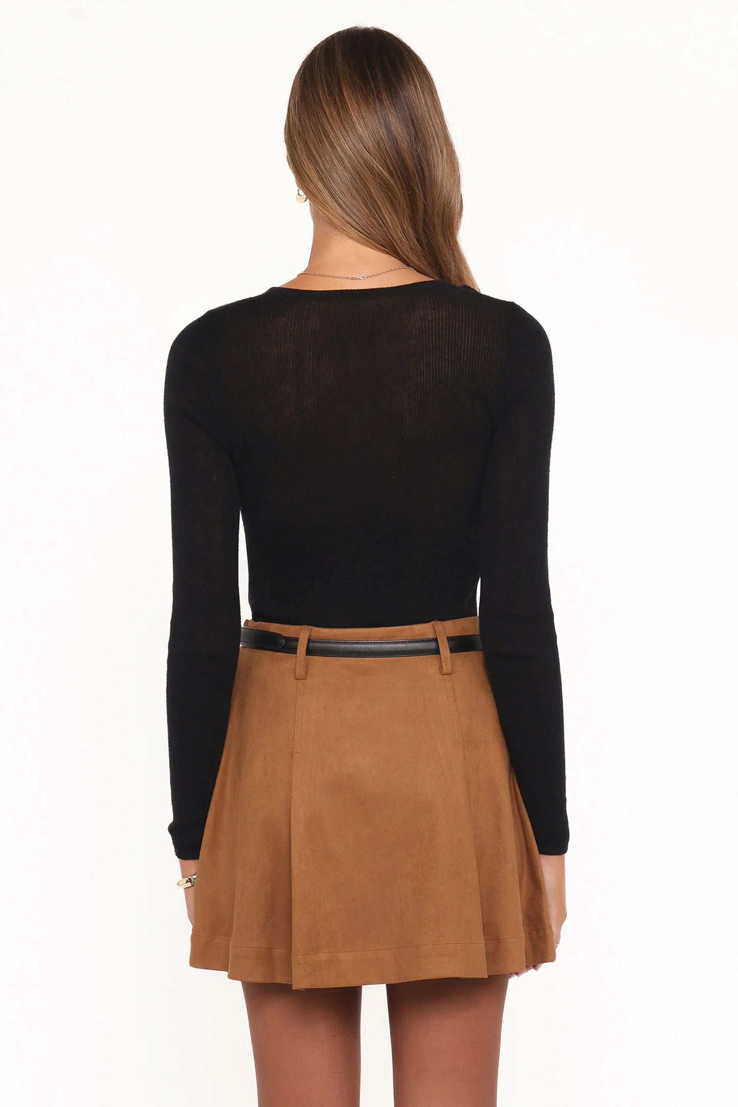 Charles Faux Suede Mini Skirt Camel