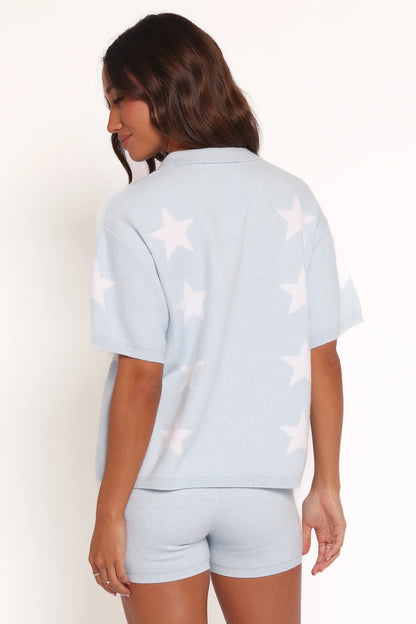 Lela Knitted Shirt Light Blue Stars