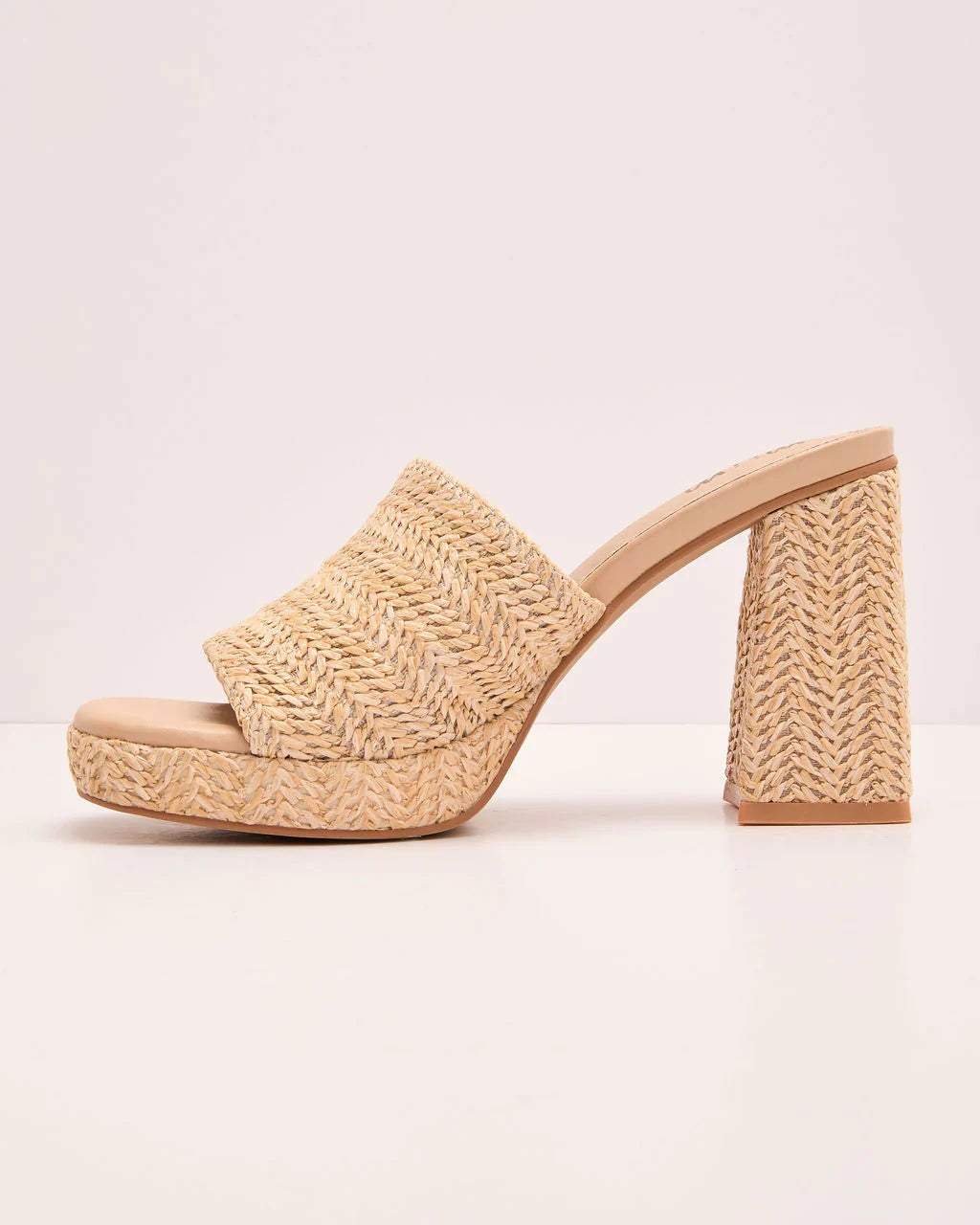Radiant Dawn Raffia Platform Mules