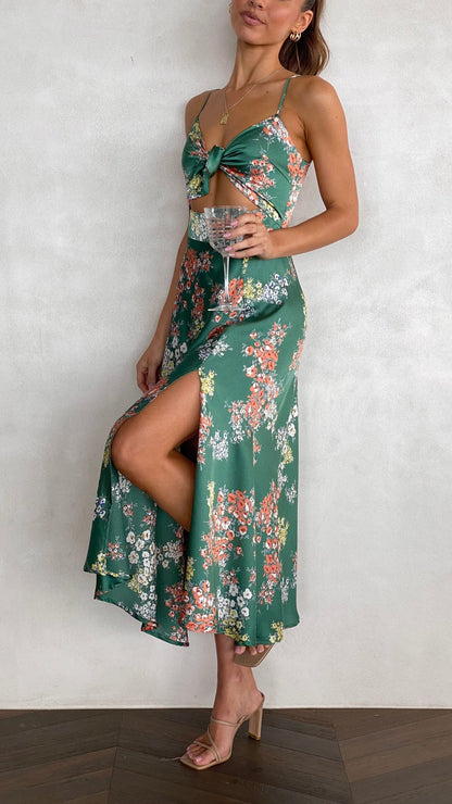 Dreamers Midi Dress Green Floral
