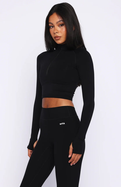 Stride Seamless Zip Long Sleeve Black