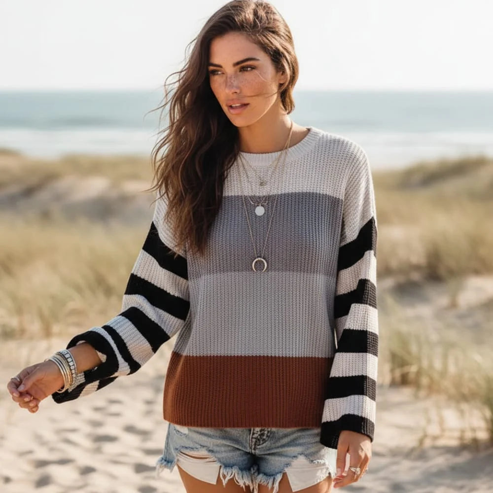 Boho Striped Casual Pullover Knit Sweater