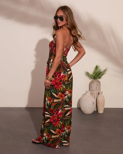 Markey Abstract Strapless Jumpsuit