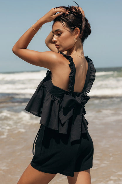 Raye Ruffle Strap Top Black