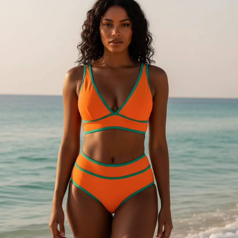 Boho Floral High Waisted Bikini Set