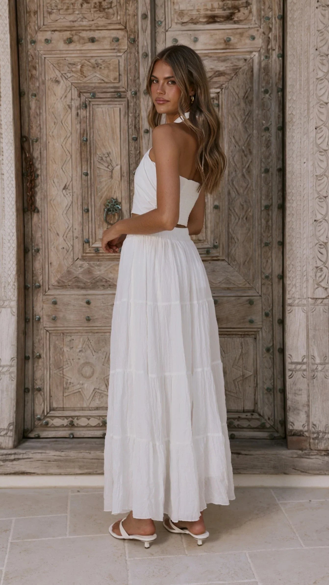 Cartier Tiered Maxi Skirt White