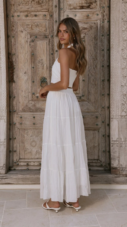 Cartier Tiered Maxi Skirt White