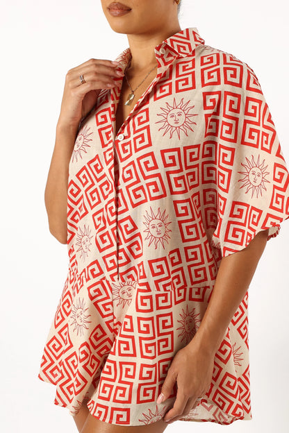 Sebastian Romper Beige Red