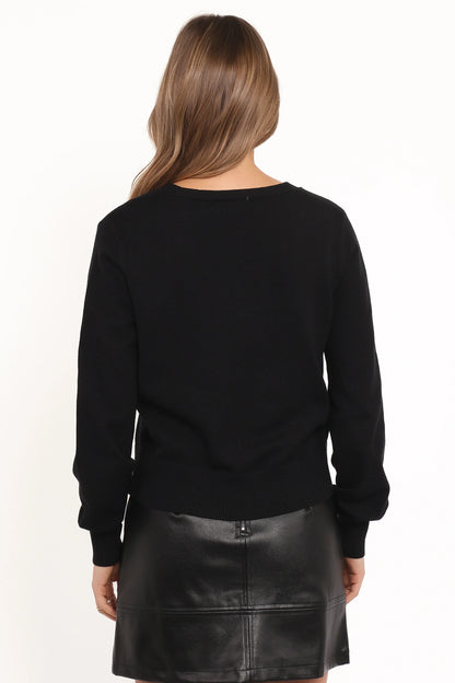 Josey Bow Button Cardigan Black