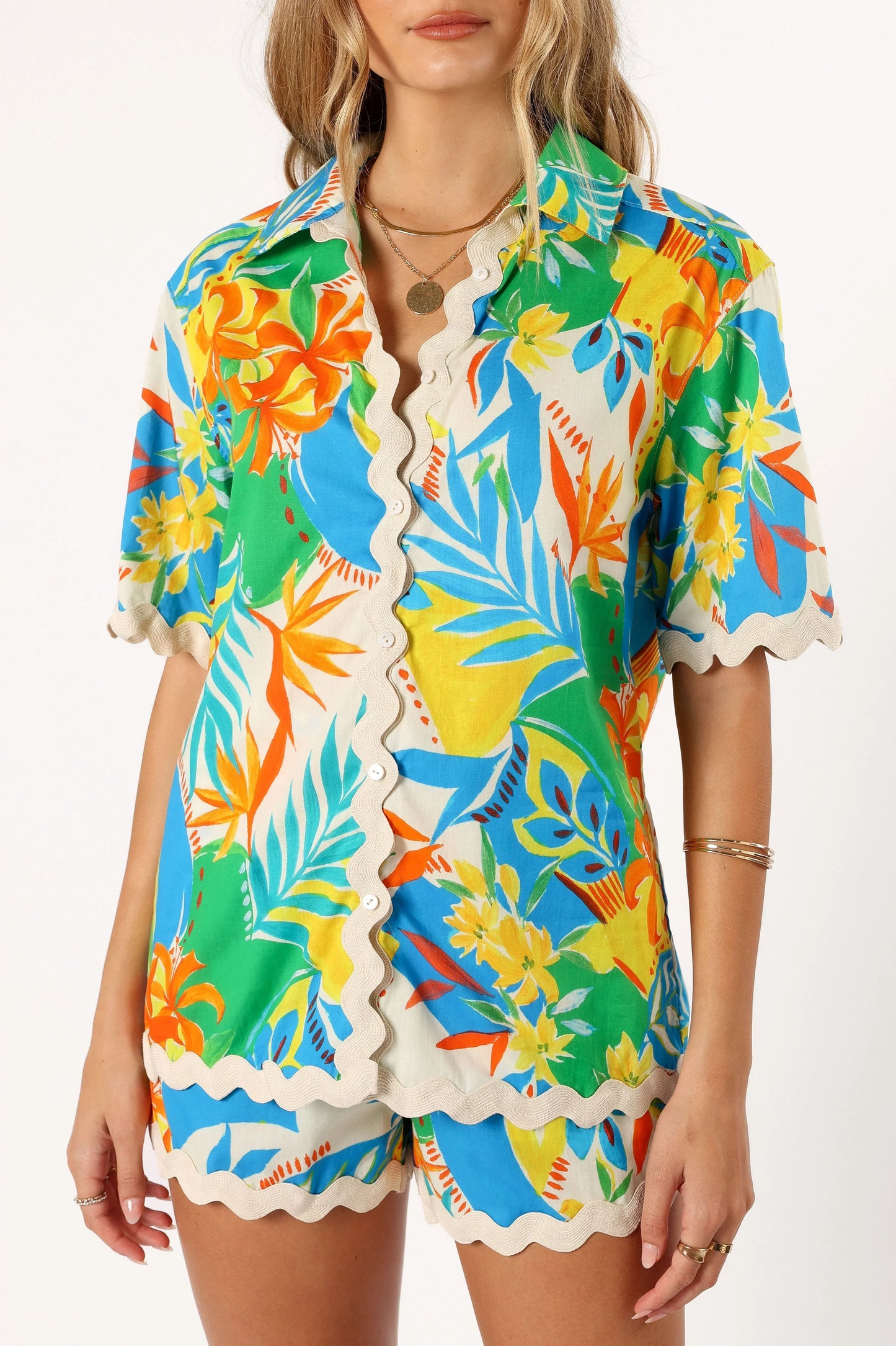 Harriet Button Down Top Malta Print