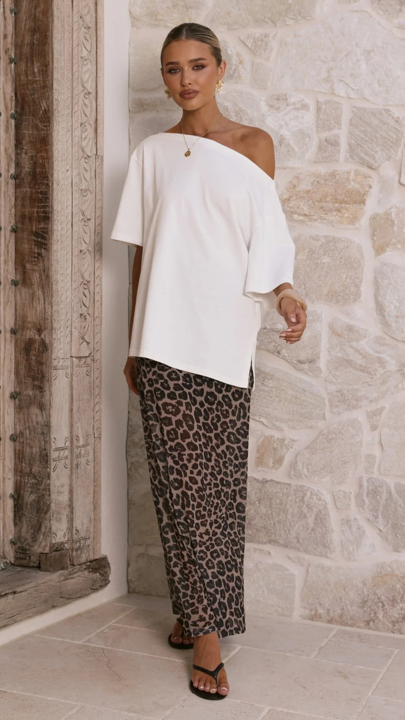 Onella Semi Sheer Maxi Skirt Leopard Print