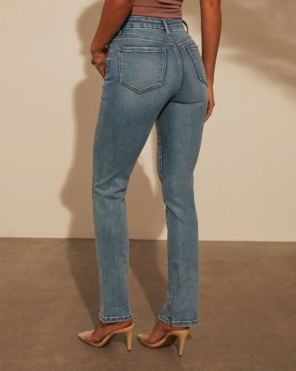 Jennings Super Stretch High Rise Slim Leg Split Hem Jeans