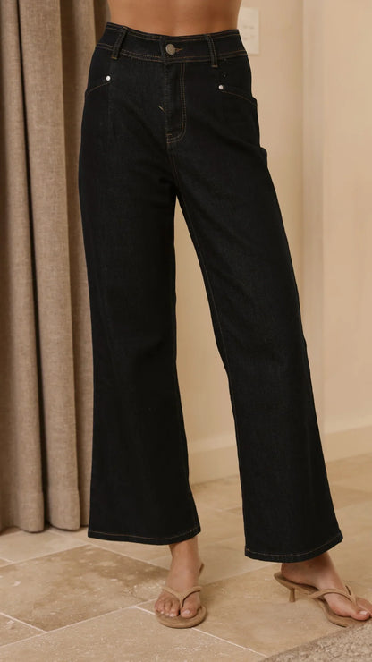 Zayleigh Straight Leg Jeans Dark Denim