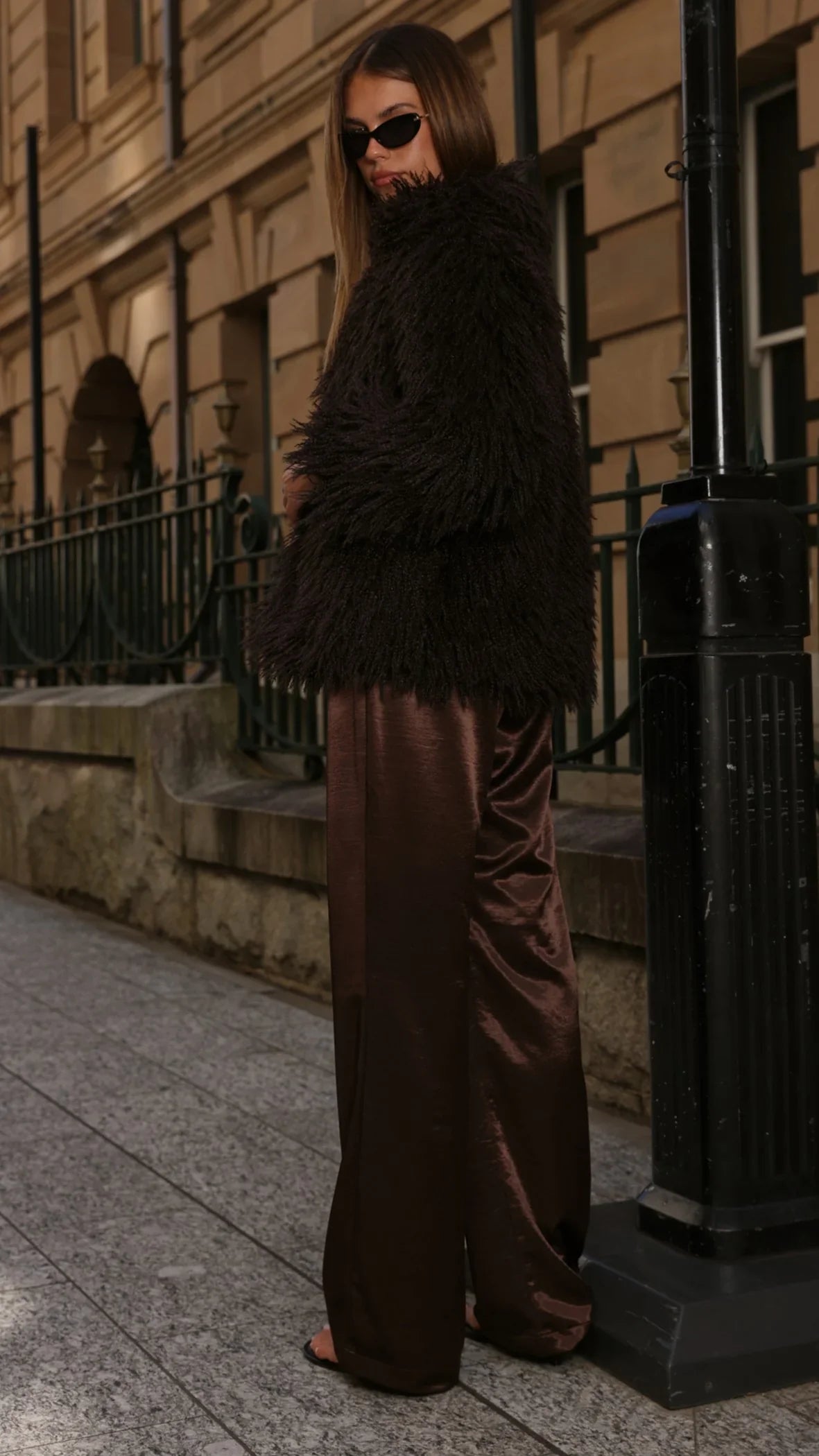 Chantelle Fur Jacket Chocolate