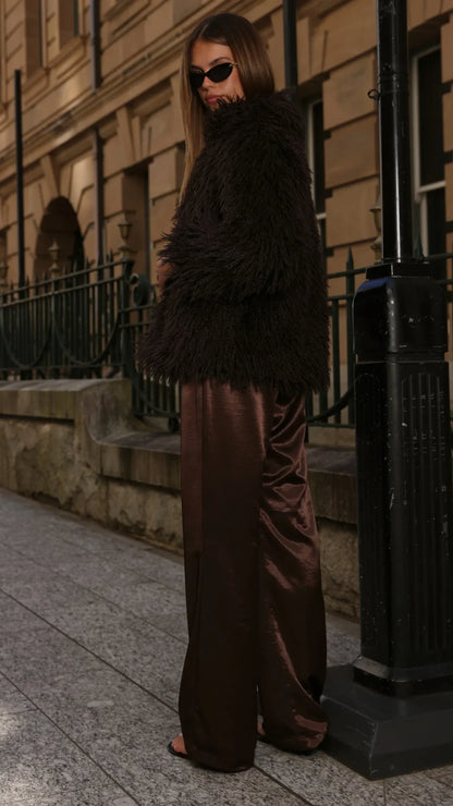Chantelle Fur Jacket Chocolate