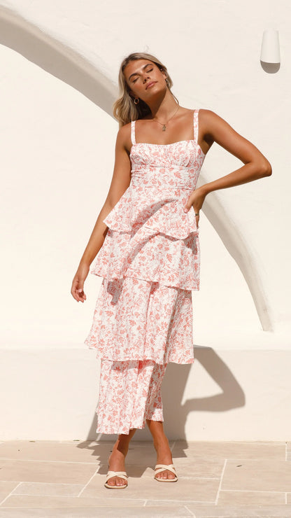 Page Maxi Dress Peach Floral