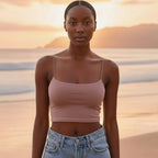 Solid Spaghetti Strap Crop Cami