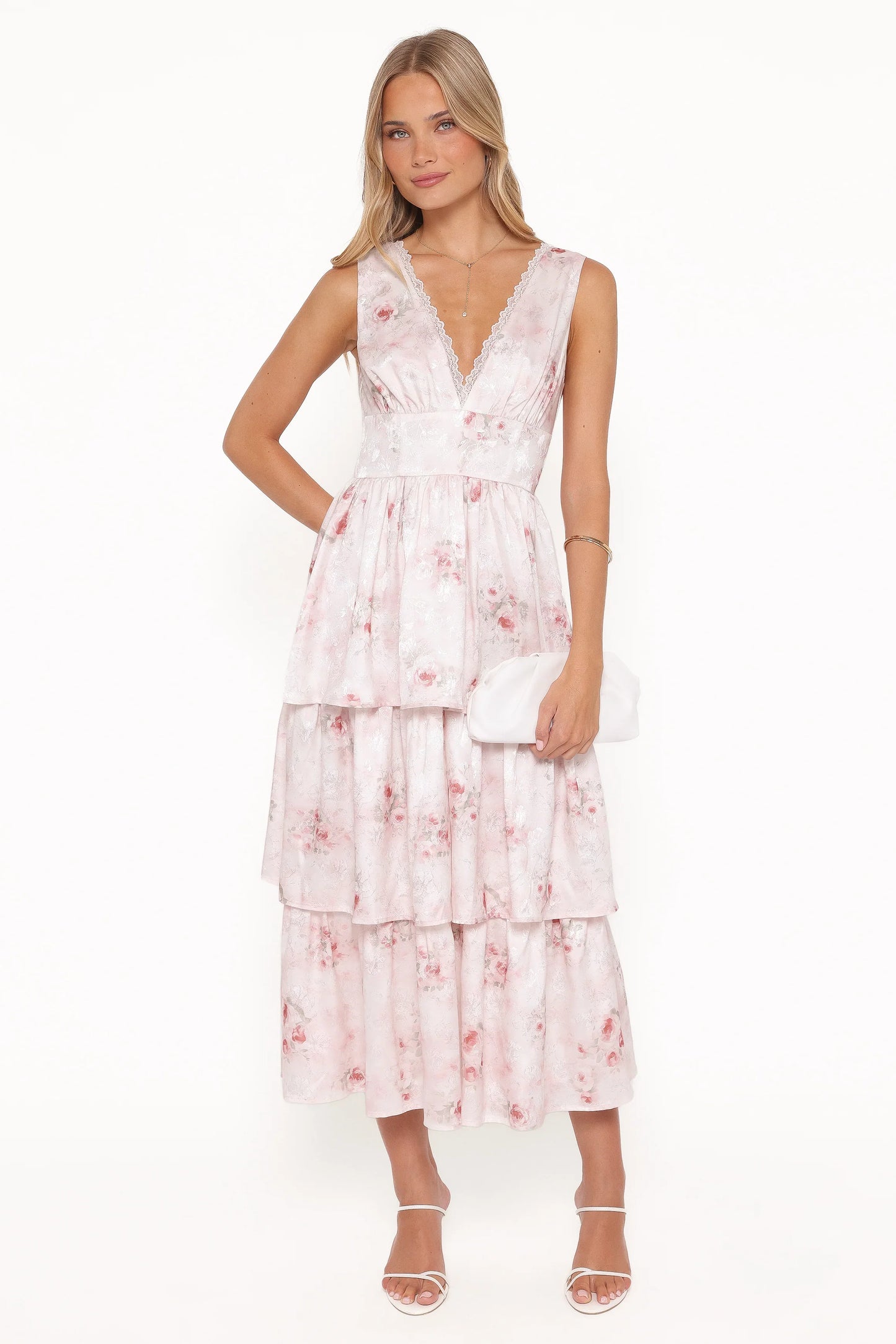 Natarsha Maxi Dress White Pink Floral