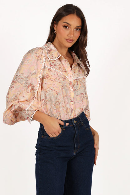 Floria Top Beige Floral