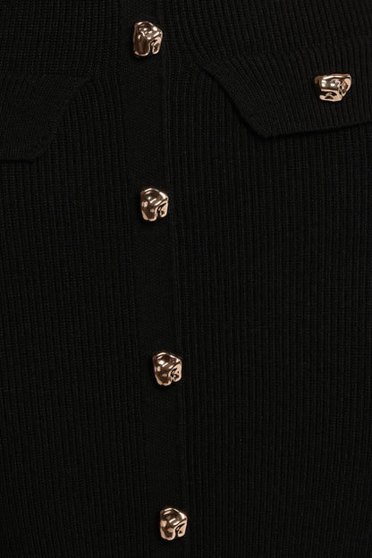 Aspen Button Up Knit Dress Black