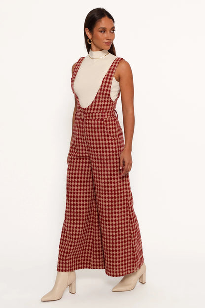 Jackson Jumpsuit Dark Red Houndstooth