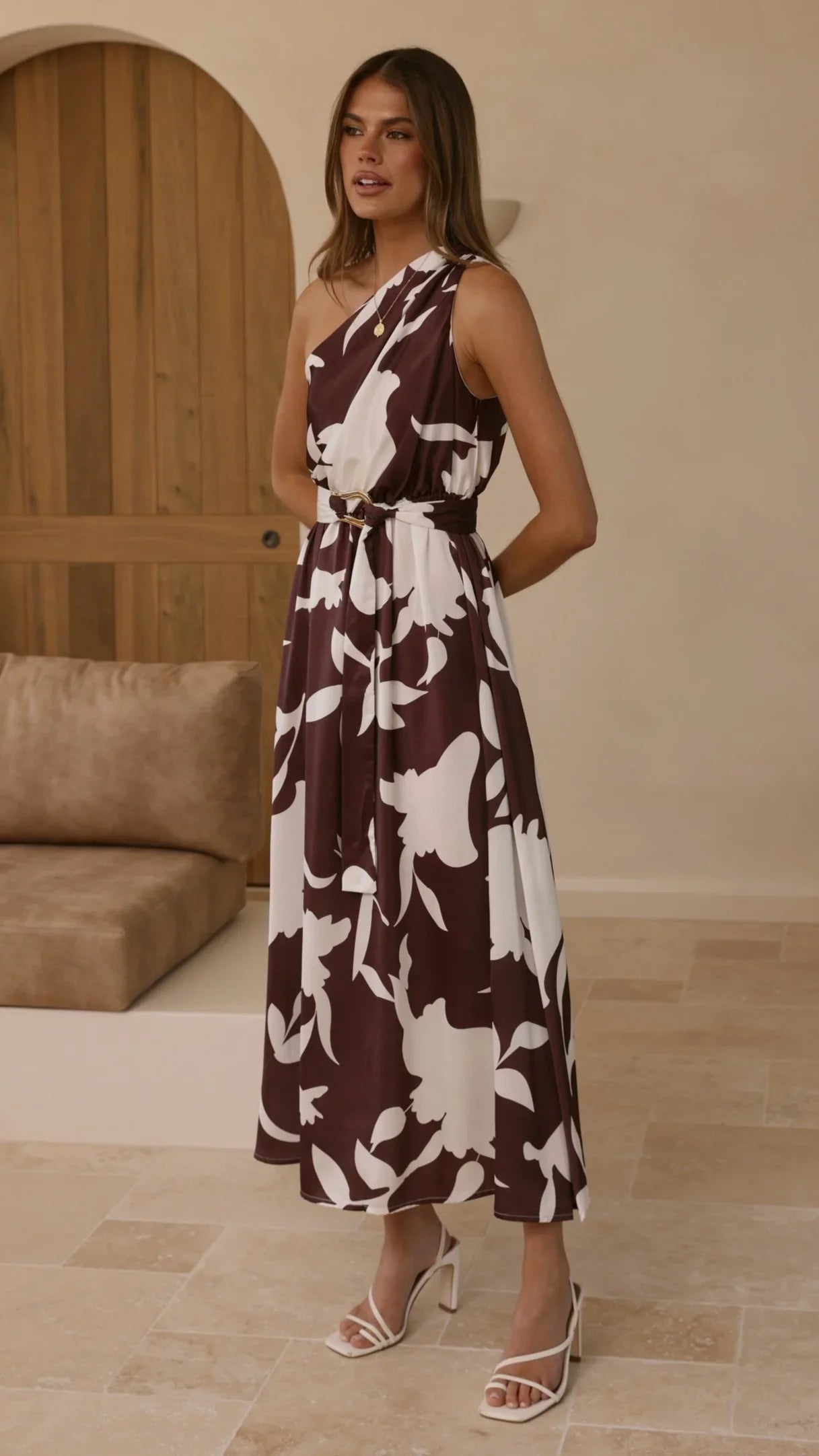 Hadas Maxi Dress Chocolate White Print