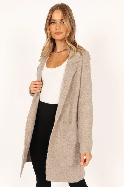 Skylar Open Front Coatigan Taupe