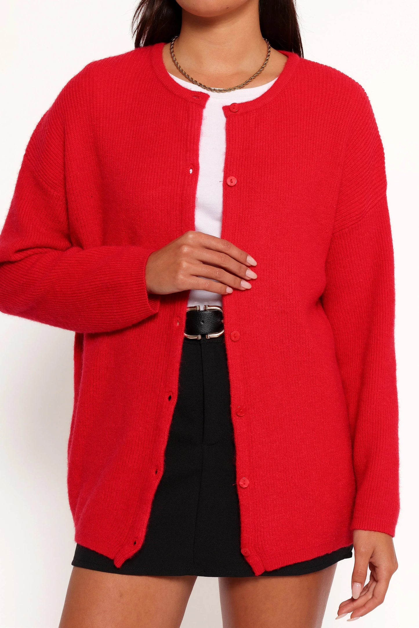 Astor Classic Button Up Cardigan Red