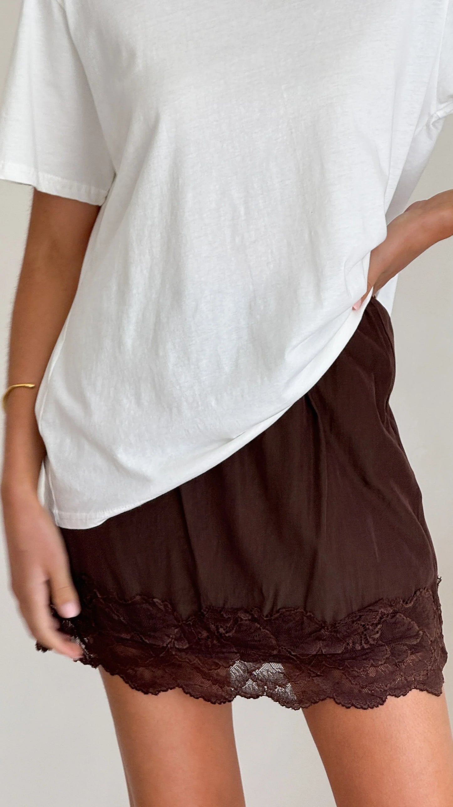 Davonne Lace Mini Skirt Chocolate