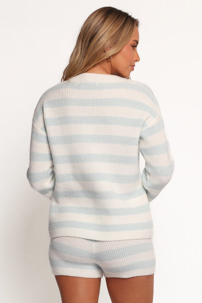 Ciaran Knitted Short Set Cream Blue