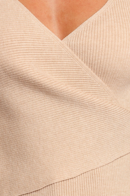 Lavia Knit Wrap Top Beige