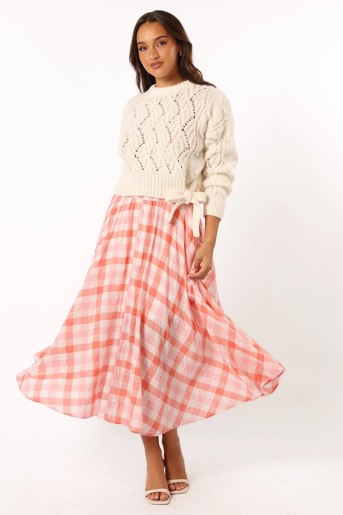 Birdie Tie Side Knit Sweater Cream