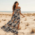 Boho Off Shoulder Floral Maxi Dress