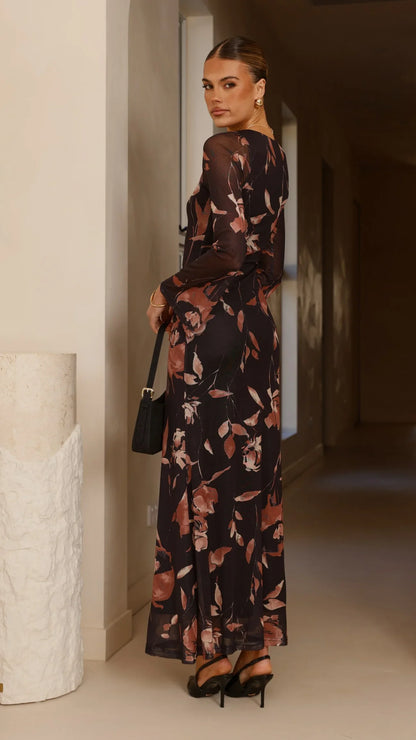 Koah Long Sleeve Maxi Dress Flower Print