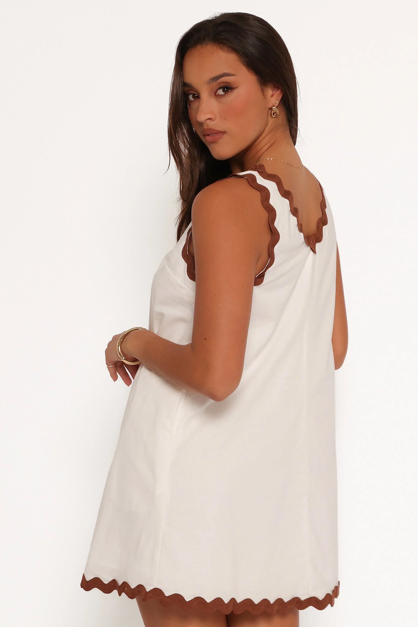Calliope Mini Dress White Tan