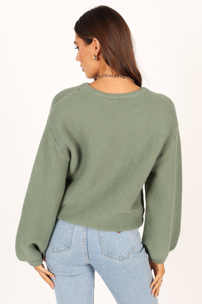 Lakelyn Textured Knit Sweater Khaki