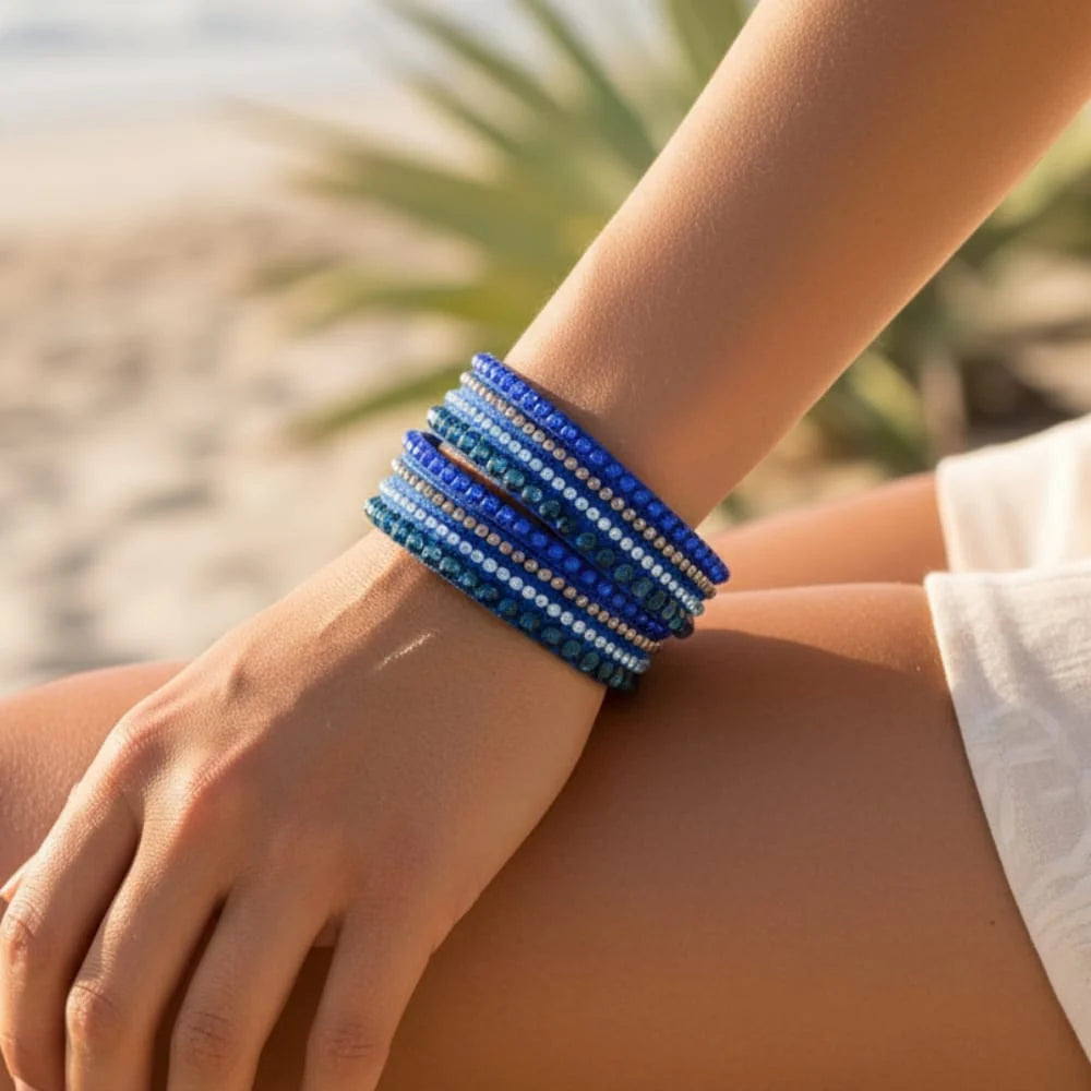 Leather Rhinestone Bracelet
