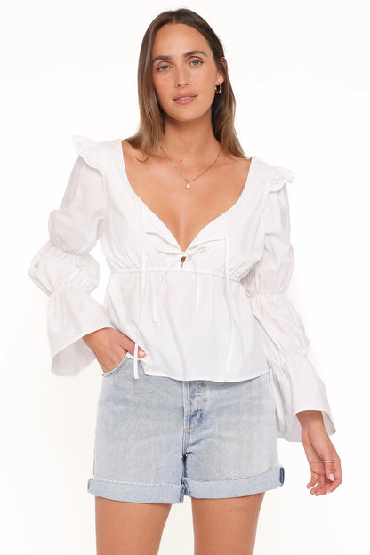 Bairbre Peasant Top White