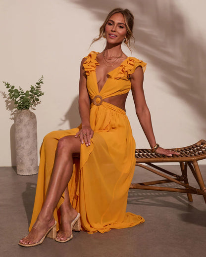 Carlita Ruffle Cutout Maxi Dress