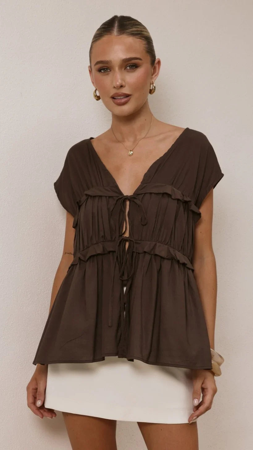 Makayla Tie Top Chocolate