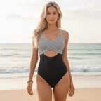 Striped Cutout One Piece Monokini Swimsuit