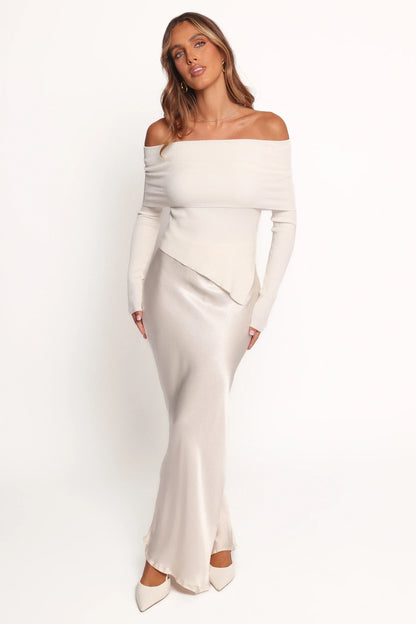 Mavis Off Shoulder Knit Top Cream