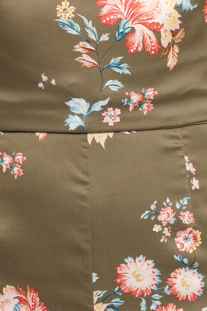Holly Halterneck Jumpsuit Olive Floral